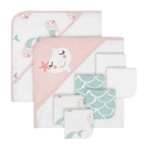 Mighty Goods Baby Bath Set 2 Hooded Towels & 6 Washcloths
